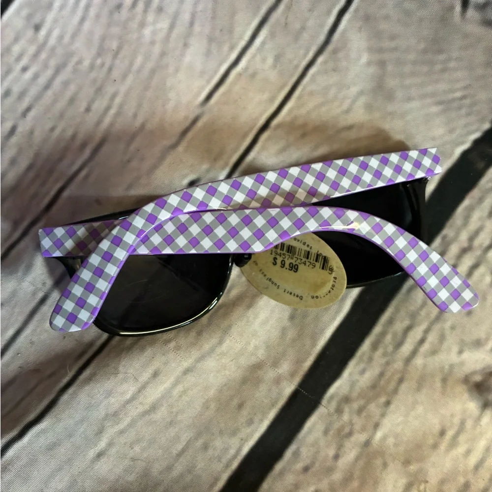 5/$20 Sporting Eyes Youth Girls Purple Gingham‎ Hearts Sunglasses Summer Eyewear